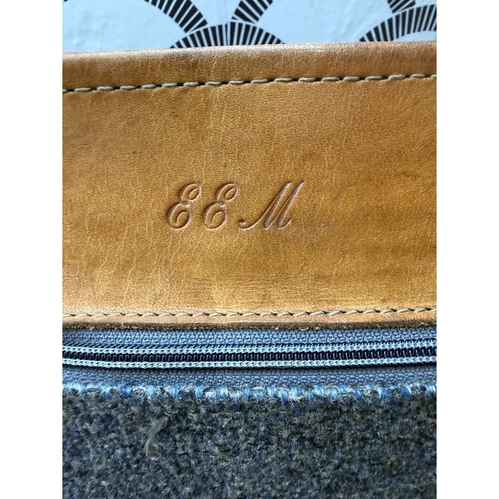 Hartmann Vintage Blue Tweed and Belting Leather Briefcase Laptop Bag Academia